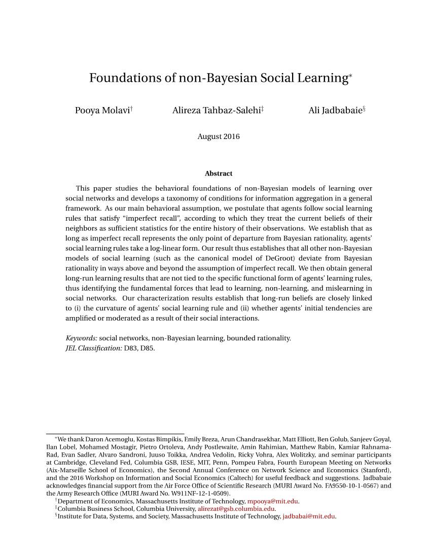 Foundations of Non-Bayesian Social Learning∗
