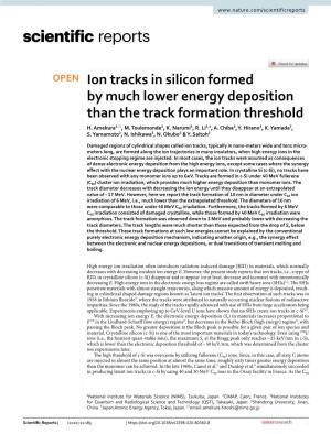 Ion Tracks in Silicon Formed by Much Lower Energy Deposition Than the Track Formation Threshold H