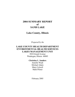 2004 Sand Lake Report
