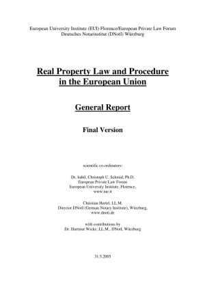 Real Property Law and Procedure in the European Union