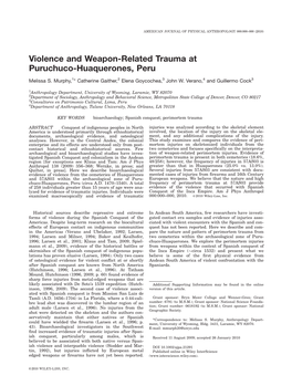Violence and Weapon-Related Trauma at Puruchuco-Huaquerones, Peru