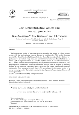 Join-Semidistributive Lattices and Convex Geometries