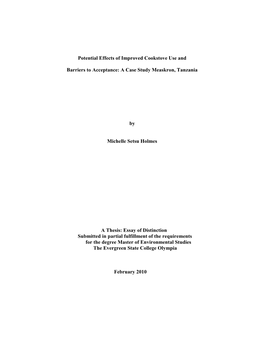 Potential Effects of Improved Cookstove Use and Barriers to Acceptance: a Case Study, Measkron, Tanzania