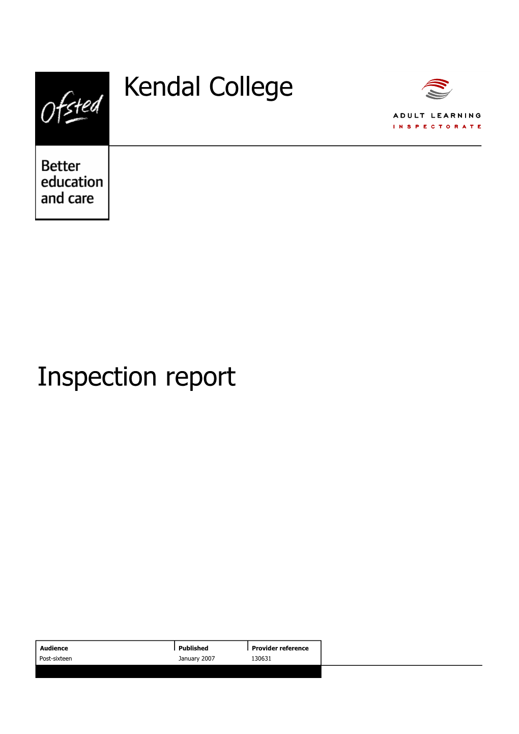 Kendal College Inspection Report