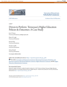 Tennessee's Higher Education Policies & Outcomes