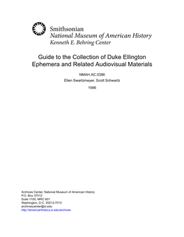 Guide to the Collection of Duke Ellington Ephemera and Related Audiovisual Materials
