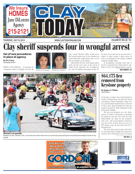 Clay Sheriff Suspends Four in Wrongful Arrest