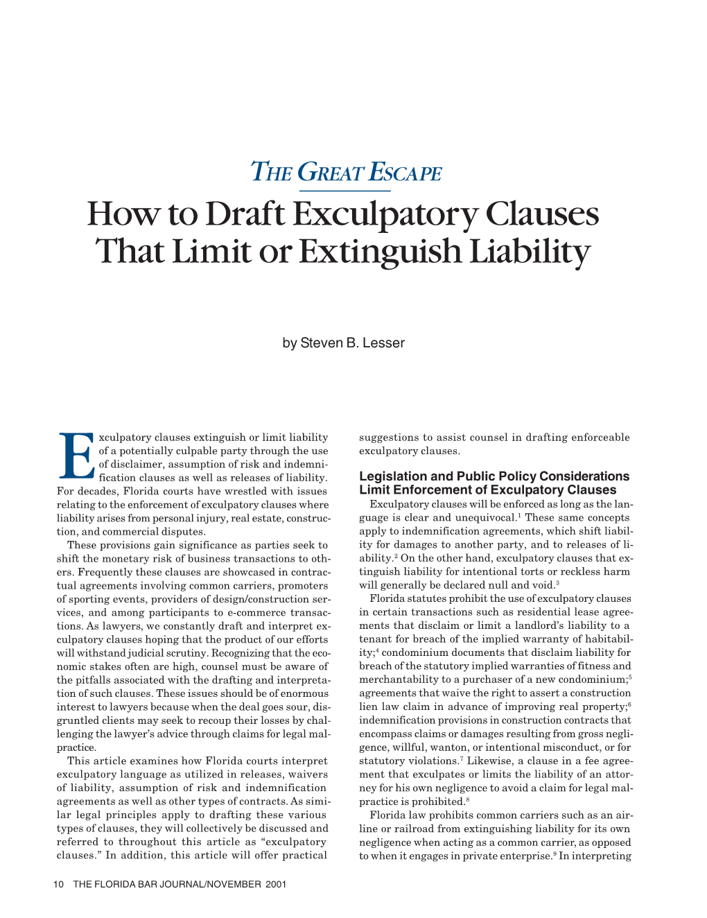 The Great Escape: How to Draft Exculpatory Clauses That Limit Or Extinguish Liability