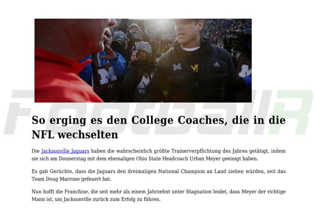 So Erging Es Den College Coaches, Die in Die NFL Wechselten,NFL