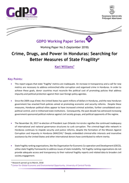 Crime, Drugs, and Power in Honduras: Searching for Better Measures of State Fragilityµ