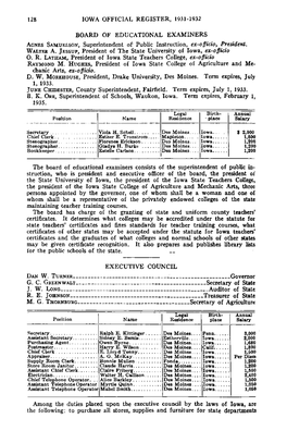 Iowa Official Register, 1931-1932 Board Of
