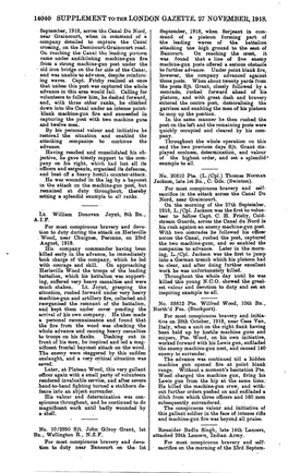 14040 Supplement to the London Gazette, 27 November, 1918