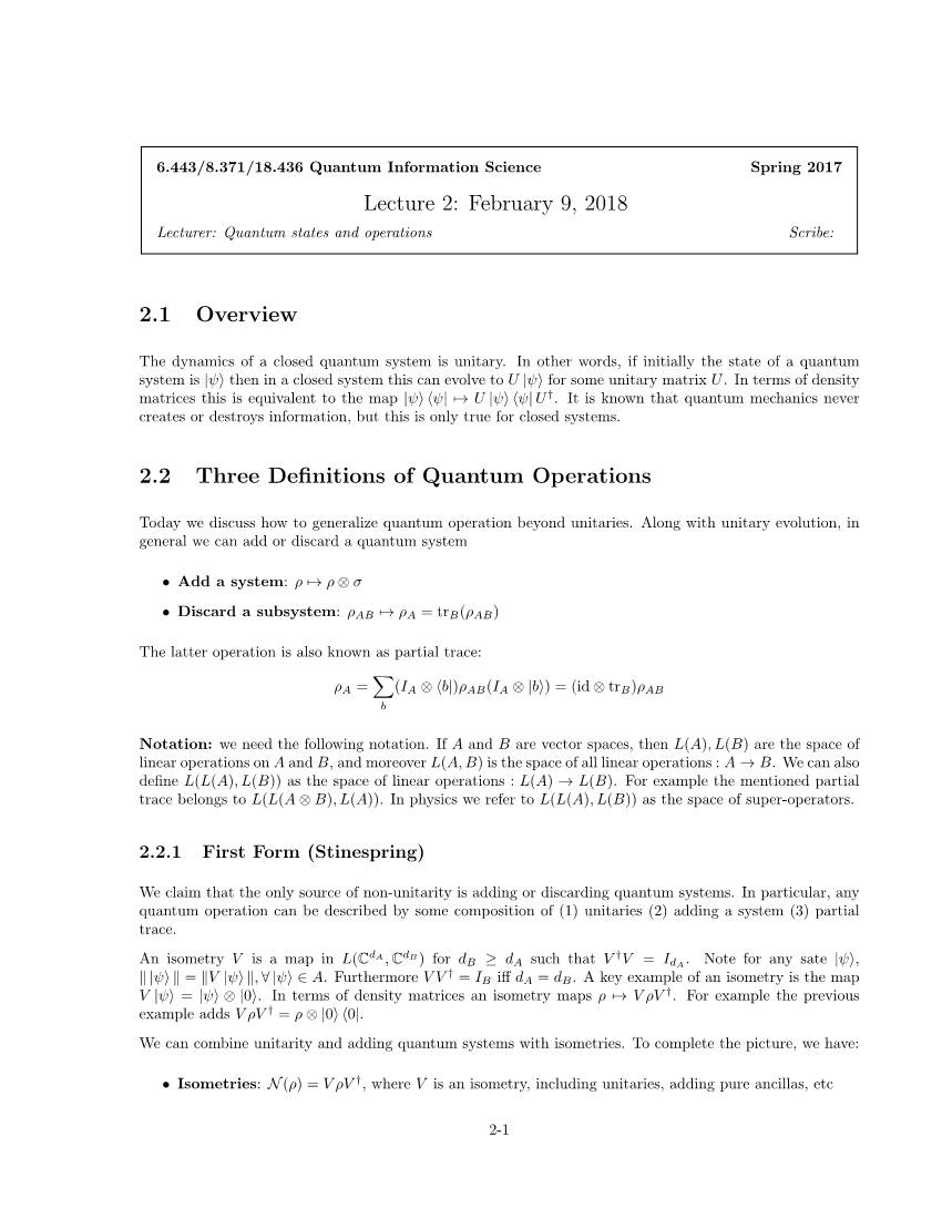 Quantum Operations