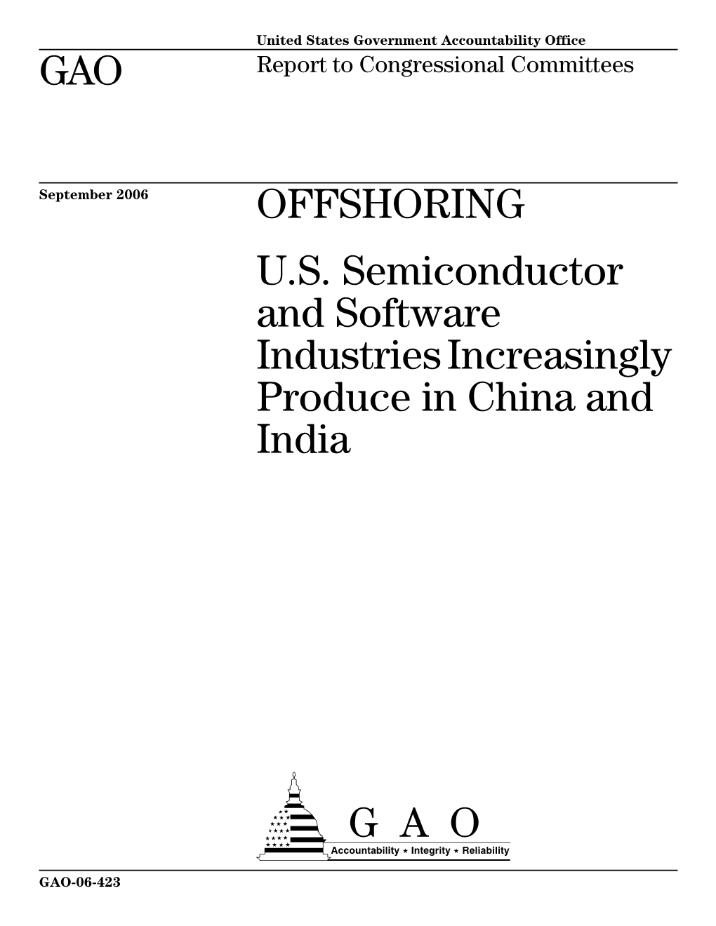 GAO-06-423 Offshoring: U.S. Semiconductor and Software