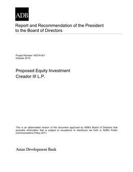 49274-001: Equity Investment in Creador III LP