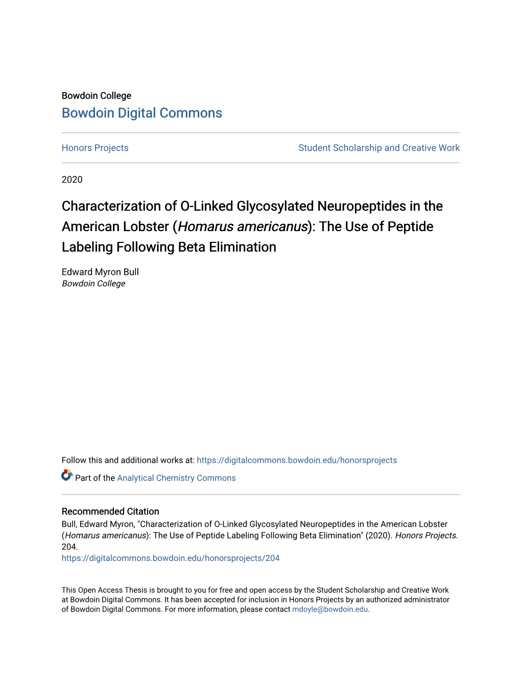 Characterization of O-Linked Glycosylated Neuropeptides in the American Lobster (Homarus Americanus): the Use of Peptide Labeling Following Beta Elimination