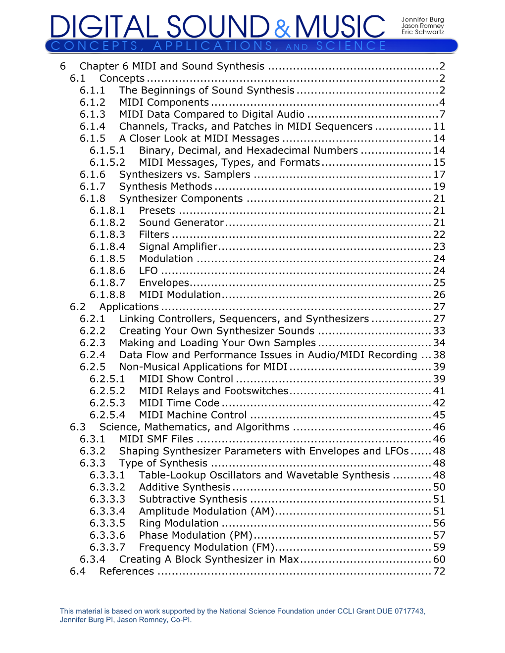 6 Chapter 6 MIDI and Sound Synthesis