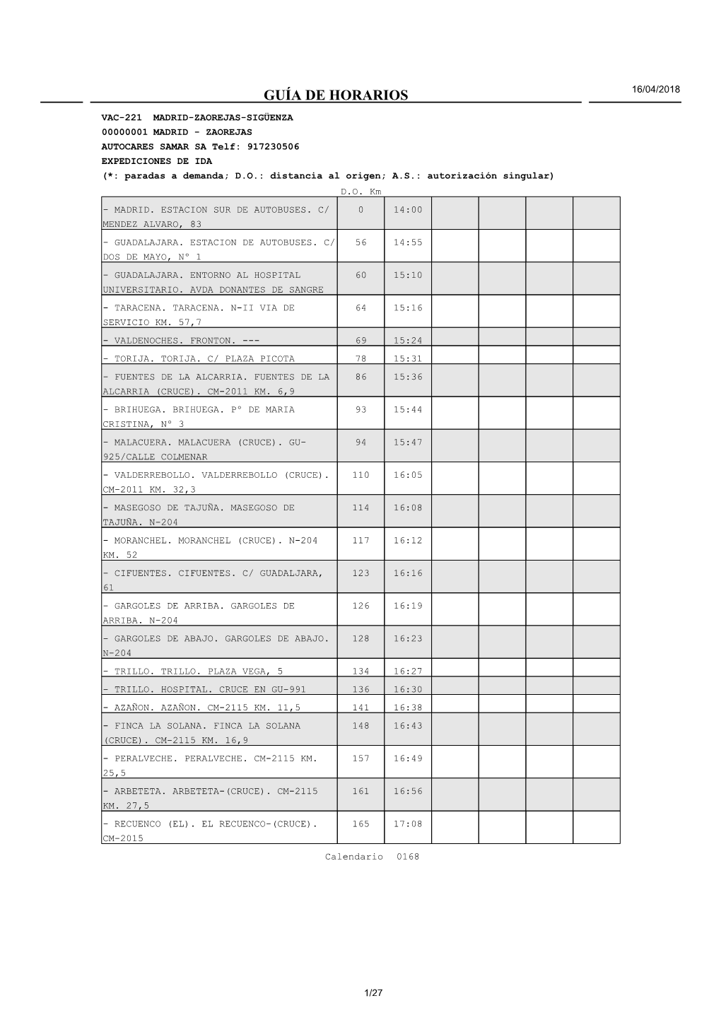 Guía De Horarios