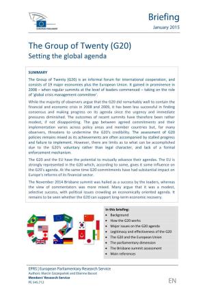 The Group of Twenty (G20) : Setting the Global Agenda