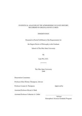 Statistical Analysis of the Atmsopheric Sulfate History Recorded in Greenland Ice Cores