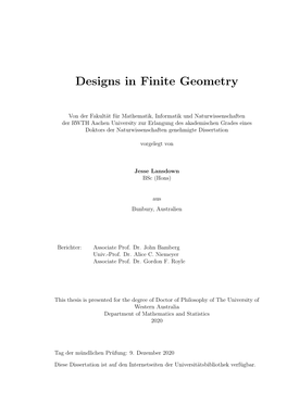 Designs in Finite Geometry
