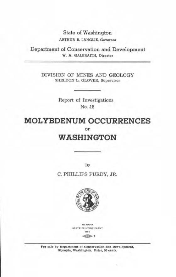 Molybdenum Occurrences Washington