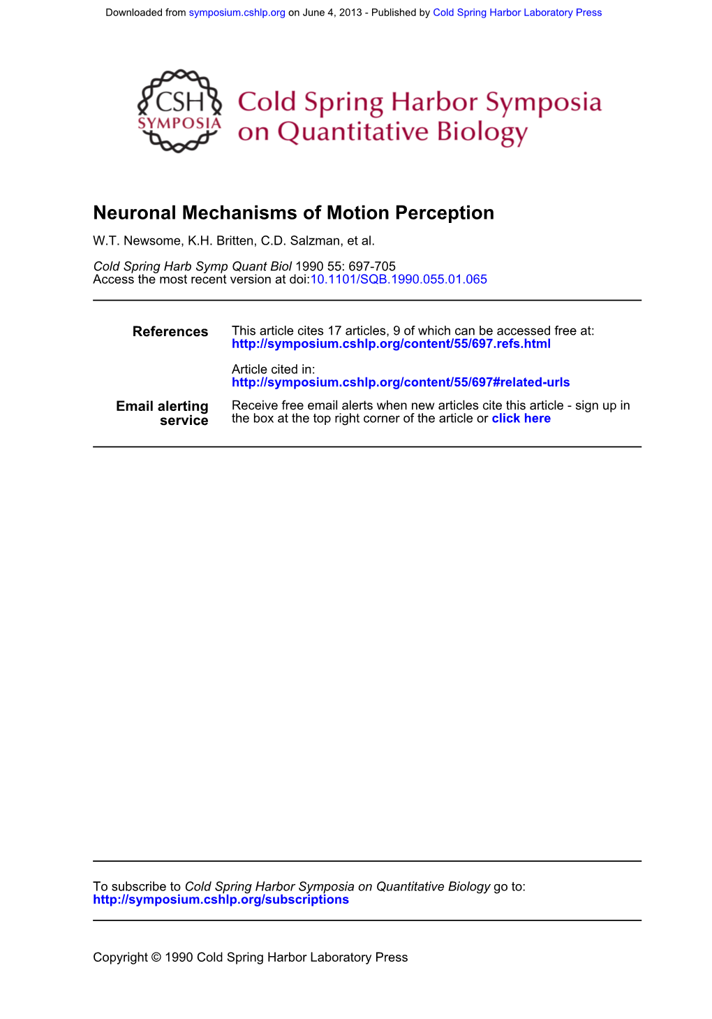 Neuronal Mechanisms of Motion Perception