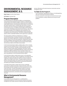 Environmental Resource Management, B.S. 1