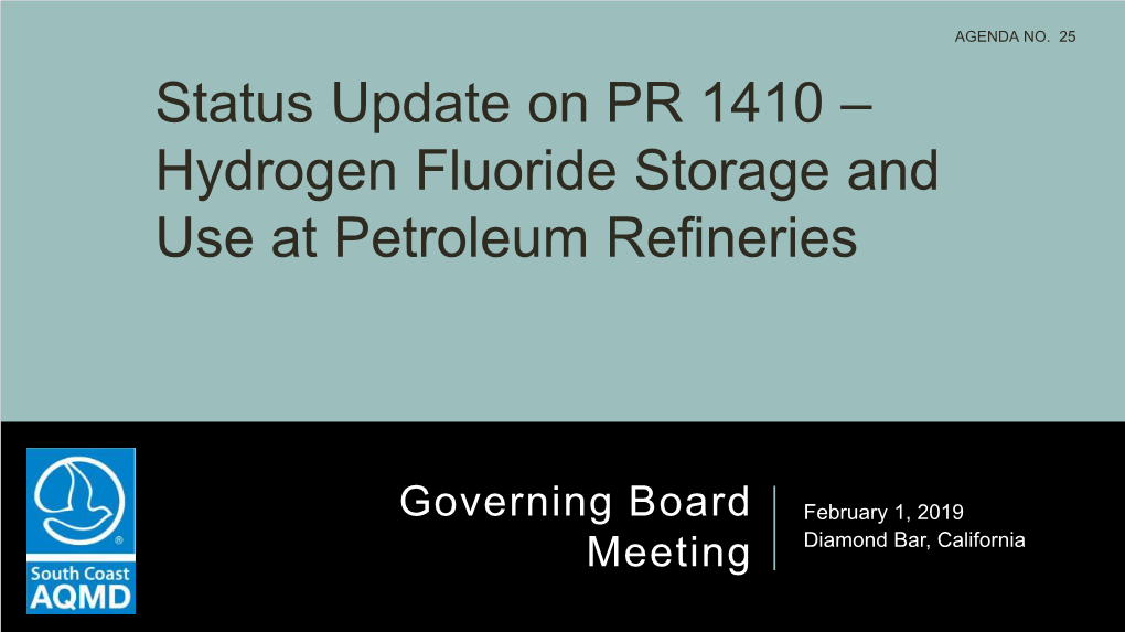 Hydrogen Fluoride Storage and Use at Petroleum Refineries
