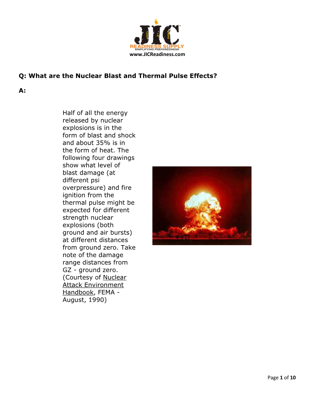 Q: What Are the Nuclear Blast and Thermal Pulse Effects?
