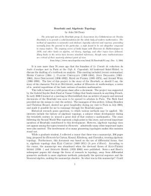 Bourbaki and Algebraic Topology by John Mccleary It Is Now More Than