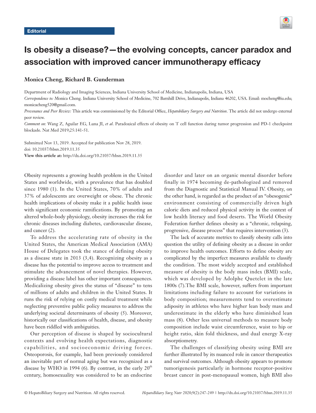 Is Obesity a Disease?—The Evolving Concepts, Cancer Paradox and Association with Improved Cancer Immunotherapy Efficacy