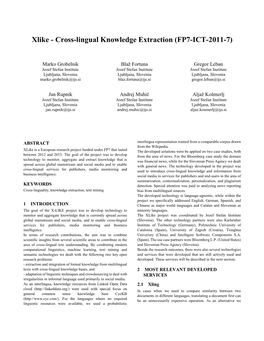 Xlike - Cross-Lingual Knowledge Extraction (FP7-ICT-2011-7)