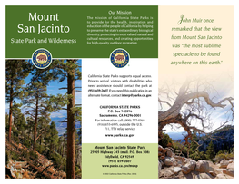 Mount San Jacinto State Park and Wilderness for High-Quality Outdoor Recreation