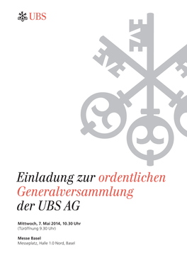 Einladung Zur Ordentlichen Generalversammlung Der UBS AG