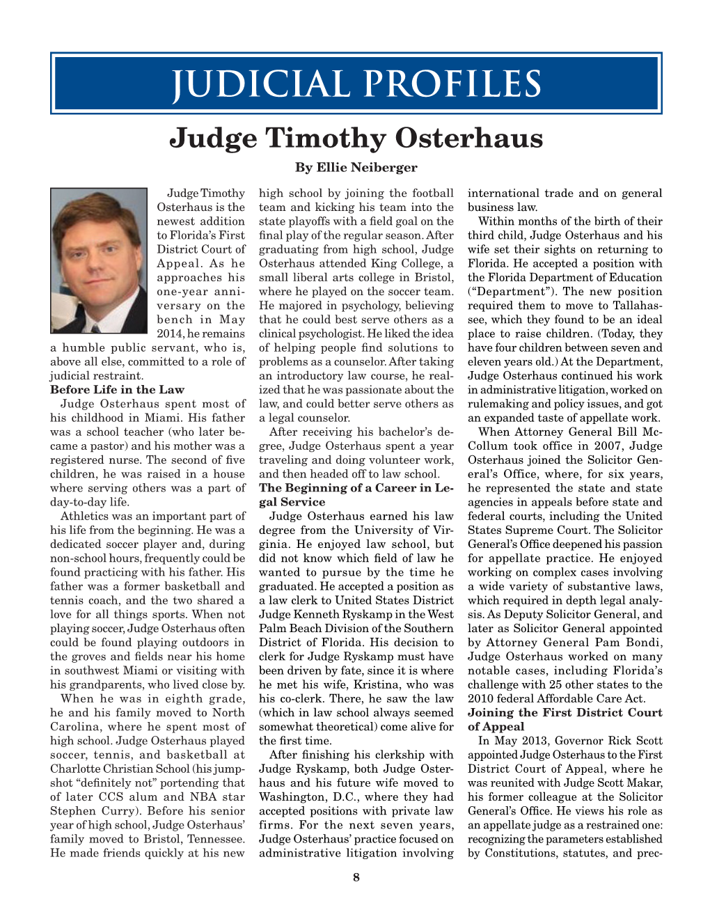 Judicial Profiles: Judge Timothy Osterhaus