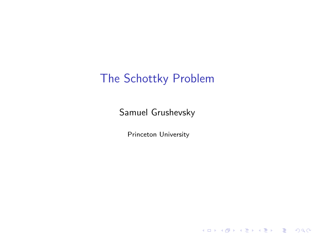 The Schottky Problem