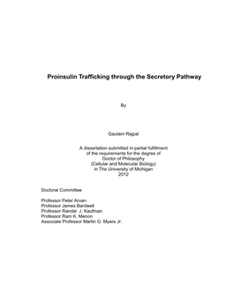 Proinsulin Trafficking Through the Secretory Pathway