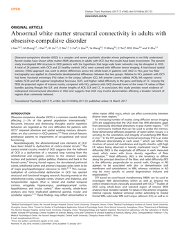 Abnormal White Matter Structural Connectivity in Adults with Obsessive-Compulsive Disorder