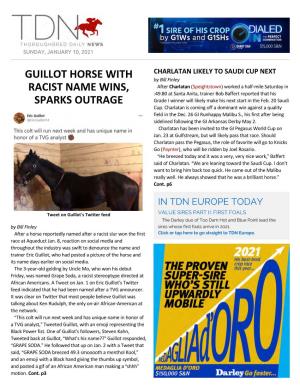 Guillot Horse with Racist Name Wins, Sparks Outrage