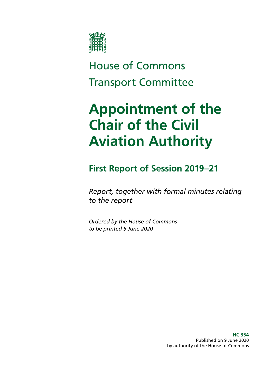 Appointment of the Chair of the Civil Aviation Authority