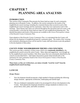 Chapter 7 Planning Area Analysis