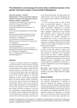 The Distribution and Ecology of Invasive Alien Vertebrate Species in the Greater Toamasina Region, Central Eastern Madagascar