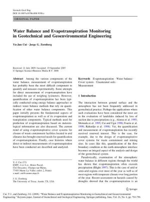 Water Balance and Evapotranspiration Monitoring in Geotechnical and Geoenvironmental Engineering