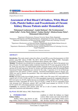 Assessment of Red Blood Cell Indices, White Blood Cells, Platelet Indices and Procalcitonin of Chronic Kidney Disease Patients Under Hemodialysis