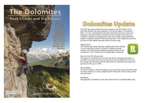 Dolomites Update This PDF Document Contains the Main Changes to the 2014 Edition of the Dolomites Rockfax That Were Published in the Second Edition on November 1 2019