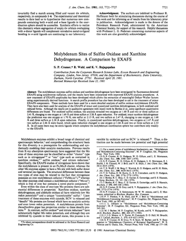 Molybdenum Sites of Sulfite Oxidase and Xanthine Dehydrogenase. a Comparison by EXAFS
