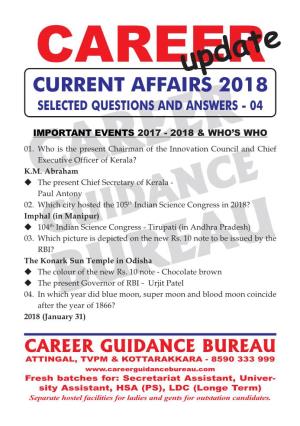 Current Affairs for Assistant Exam 4.Pmd