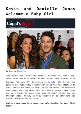 Kevin and Danielle Jonas Welcome a Baby Girl