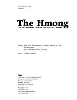 The Hmong an Introduction to Their History and Culture